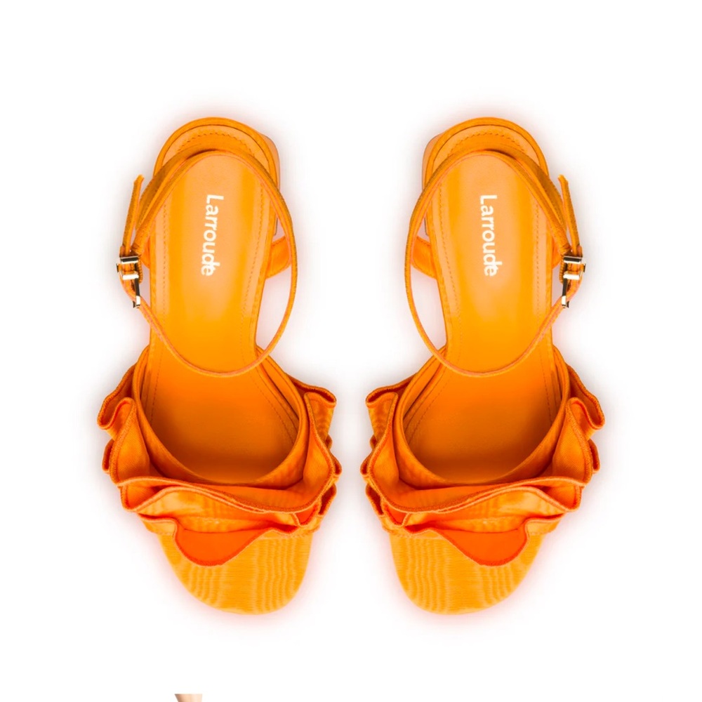 LARROUDÉ
SELENA RUFFLE SANDAL IN MANGO FABRIC - Picture 4 of 5